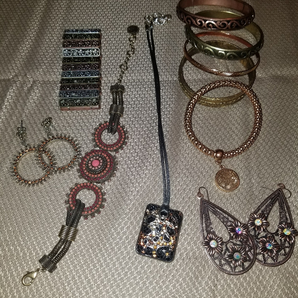 Lot of Bronze Colored Costume Jewelry